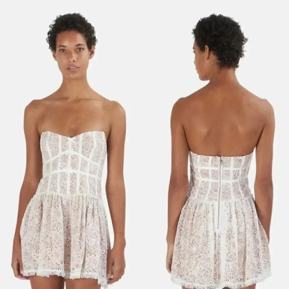 For Love And Lemons Dresses & Skirts - NWT For Love & Lemons Jelena Strapless Dress in Ivory Floral Lace